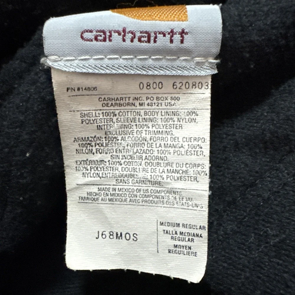 VTG Carhartt Jacket J68 MOS Mens Medium Quilt Lined Duck Canvas Barn Chore Work